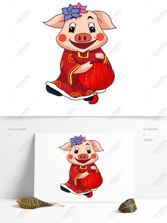 Painted Cute Little Pig Girl In Red Dress Free PNG PSD images free ...