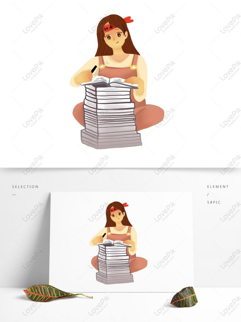 College Entrance Exam Cheering Cartoon Girl Writing Homework Psd Images Free Download 1369 1024 Px Lovepik