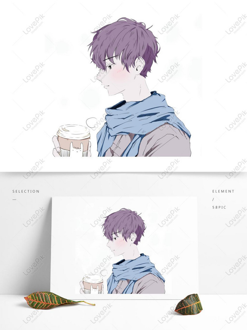 Japanese Manga Wind Winter Teenager Holding Coffee Psd Images Free