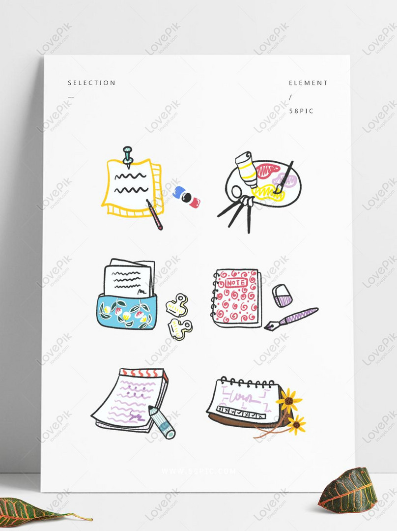 Hand Painted Cute Small Stationery Decorative Material Elements ...