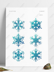 Minimalistic winter blue snowflake elements Graphics