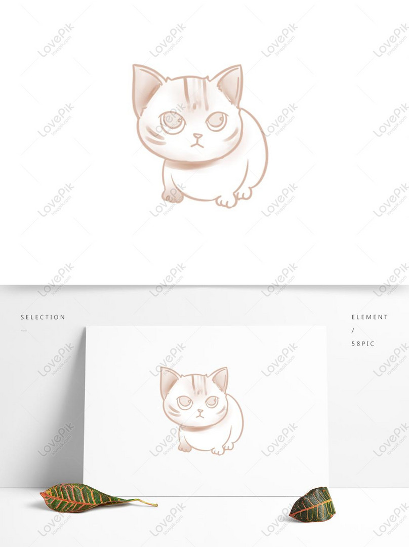 Original Hand Painted Cute Cat Material Is Available For Commerc 