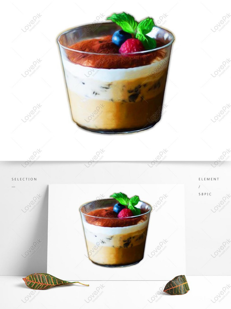 Hand Painted Chocolate Coffee Raspberry Tiramisu Dessert Ice Cre PNG ...