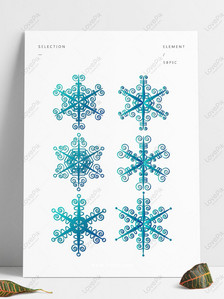 Minimalistic winter blue snowflake elements Graphics