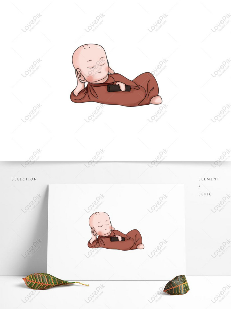 Little Monk Cute Cartoon Hand Painted Free Element Zen Ps Buddha PNG  Transparent Image PSD images free download_1369 × 1024 px - Lovepik
