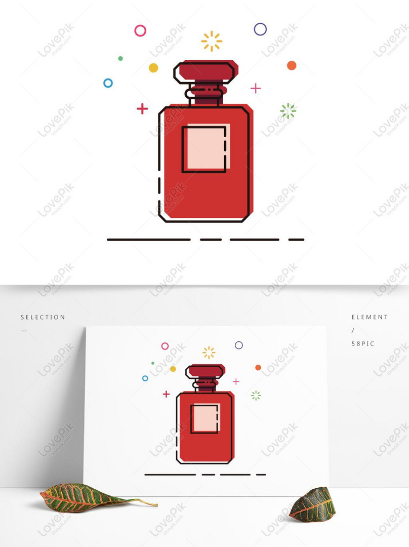 Mbeイラストスタイル赤フラット香水瓶の装飾的なパターンイメージ