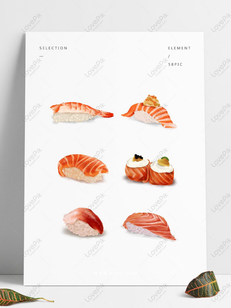 Colección De Elementos De Sushi De Salmón Japonés De Mariscos Go PNG  Imágenes Gratis - Lovepik