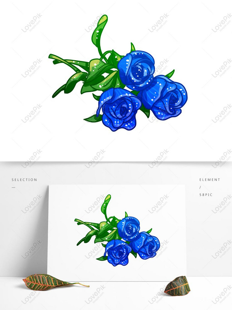 Tres Elementos De Rosa Azul PNG Imágenes Gratis - Lovepik