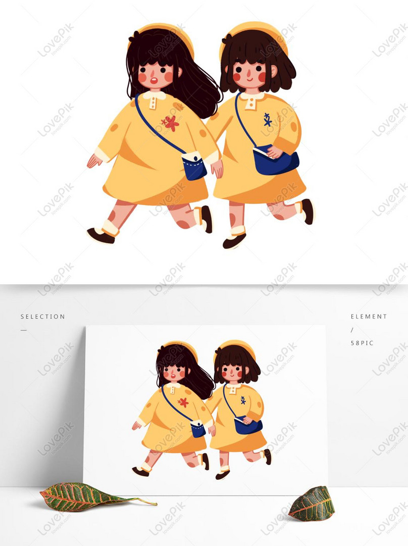 2 Twin Sister Characters PNG Image PSD images free download_1369 × 1024 px  - Lovepik