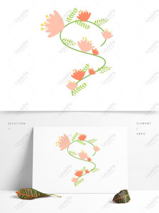 Vektor bunga dan tanaman rambat asli yang dilukis dengan tangan  Grafik