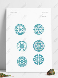 Gradient blue snowflake element combination Graphics