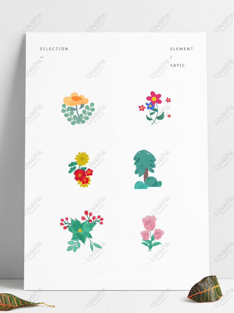 Ilustrasi Berbagai Bunga Dan Tanaman Dapat Digunakan Secara Kome