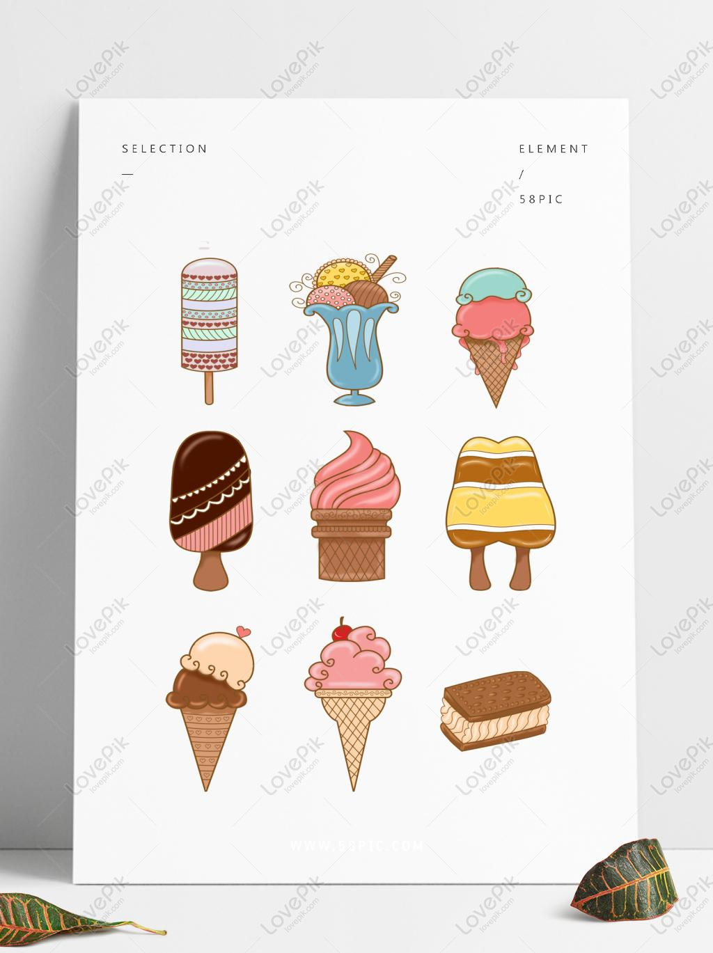 Hand Painted Cute Cartoon Ice Cream For Commercial Use PNG Free ...
