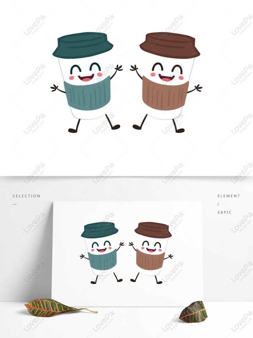 Hand Drawn Coffee Cup Small Person Element PSD images free 