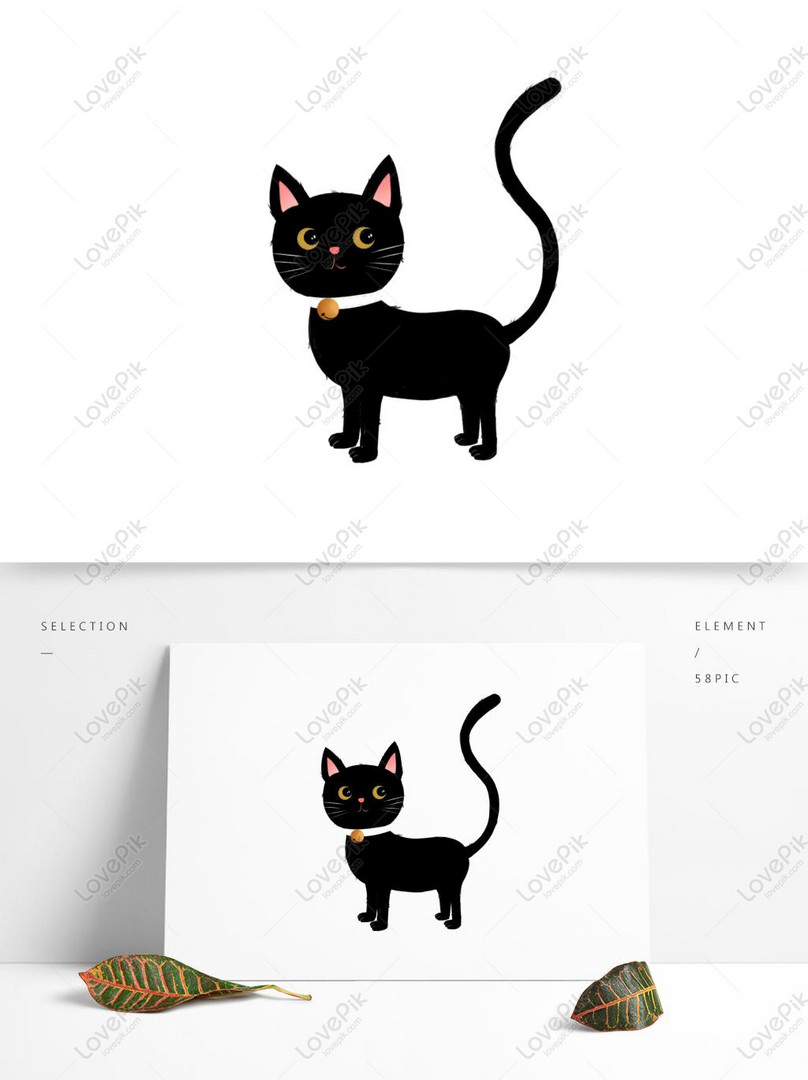 Elemen Pola Kucing Hitam Kartun Untuk Penggunaan Komersial Gambar