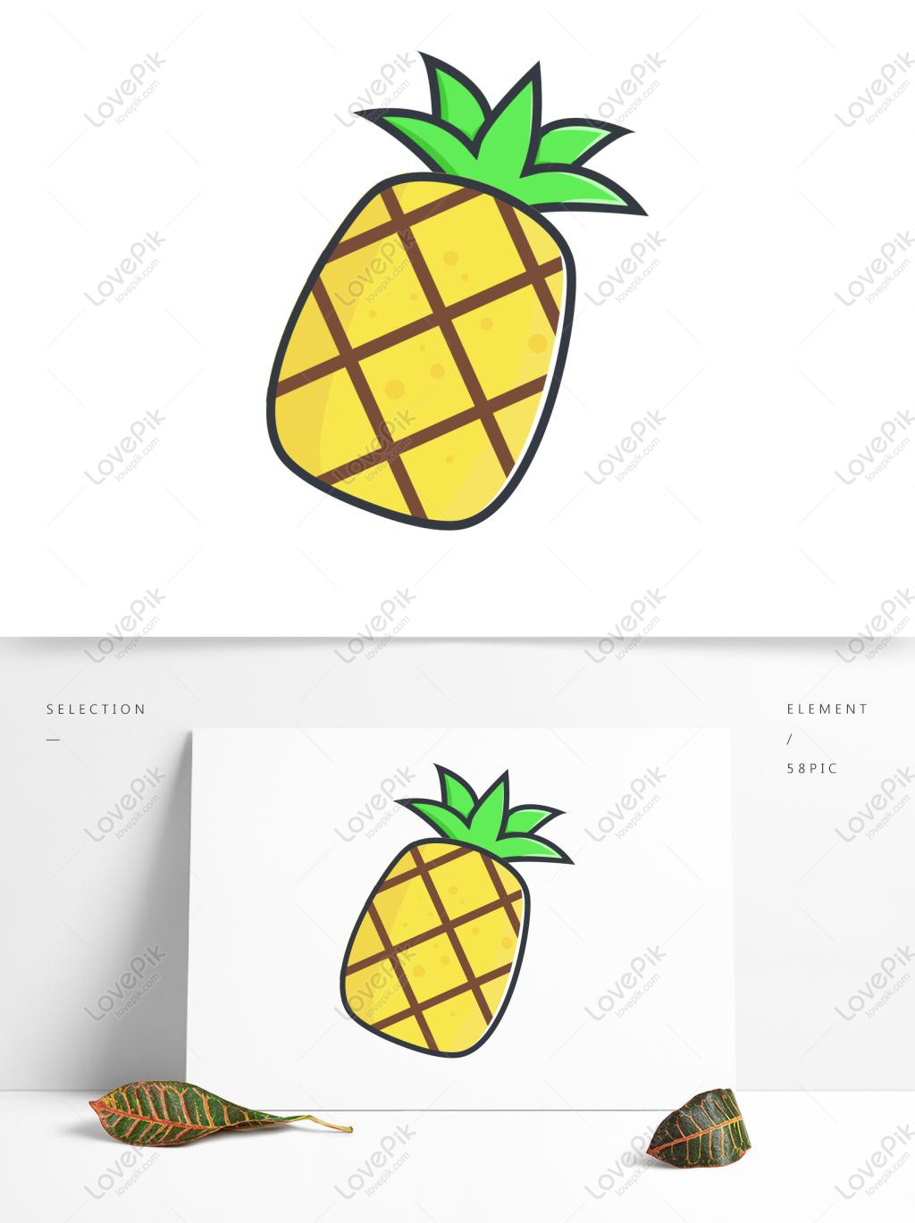 Fresh Hand Drawn Pineapple Cartoon Food Elements, Fruit, Transparent Materi...