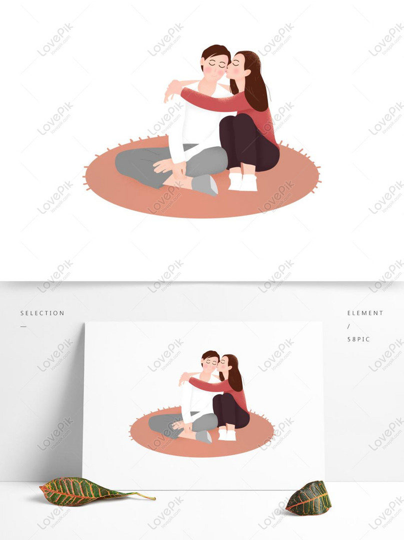 Kartun Pasangan Ciuman Manis Segar Gambar Unduh Gratis Grafik