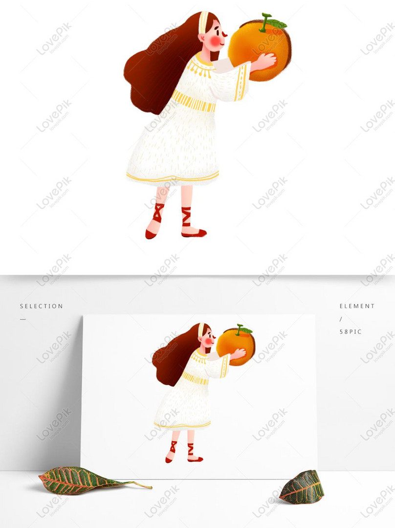 オレンジ色を保持している手描き少女イラストキャラクターイメージ グラフィックス Id Prf画像フォーマットpsd Jp Lovepik Com