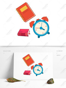 Hand-painted cartoon book learning stationery material, School supplies, free elements, transparent materials png image
