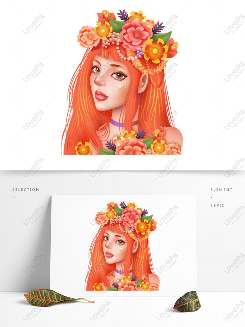 美しい花と女の子の手描きのデザインイメージ グラフィックス Id Prf画像フォーマットpsd Jp Lovepik Com