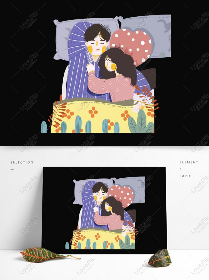 Sweet Couple Cartoon Design Sleeping Together PNG White Transparent PSD  images free download_1369 × 1024 px - Lovepik