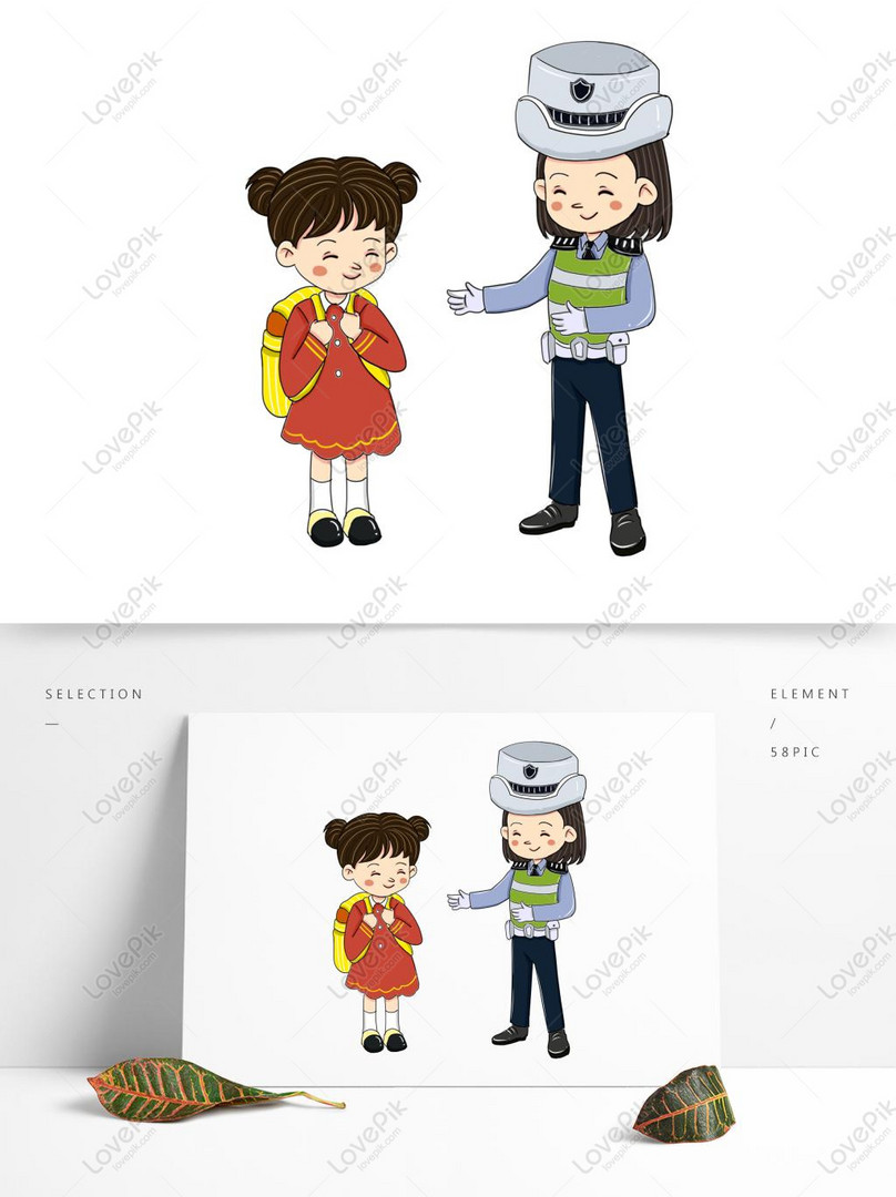 手描きの交通警察と生徒のイラストイメージ グラフィックス Id Prf画像フォーマットpsd Jp Lovepik Com