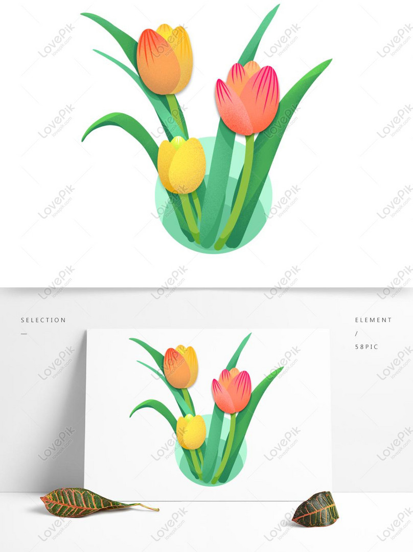 Vectơ miễn phí-Cây Hoa Tulip Nở Những Bông Hoa Nhỏ Tươi Dễ Thương ...