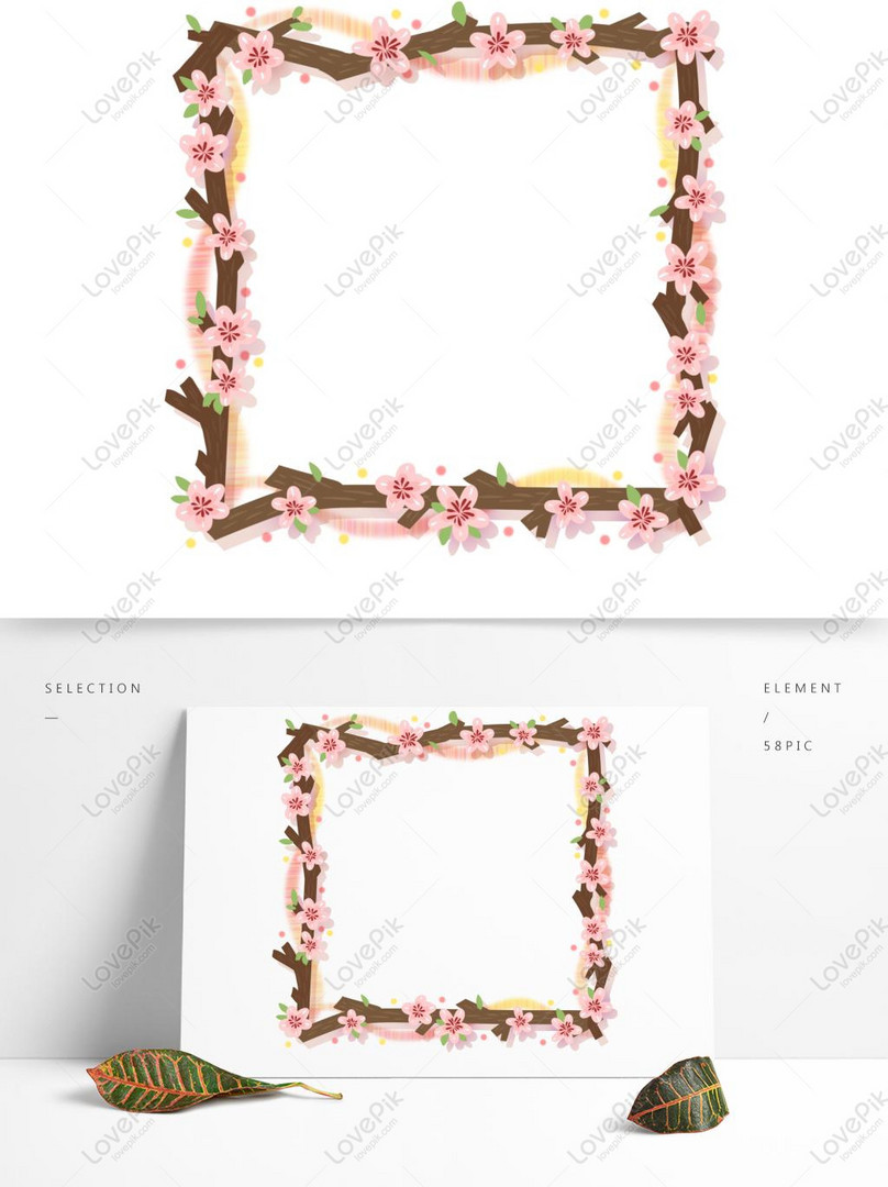 Cherry Blossom Border Peach Blossom Branches Petal Flowers Leave Psd Images Free Download 1369 1024 Px Lovepik Id