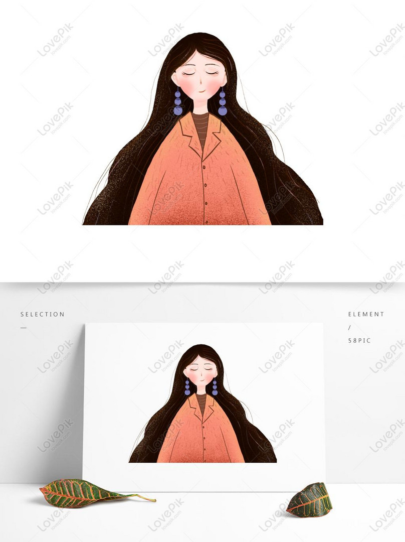 かわいい風の長い髪の少女イラストキャラクター要素イメージ グラフィックス Id Prf画像フォーマットpsd Jp Lovepik Com