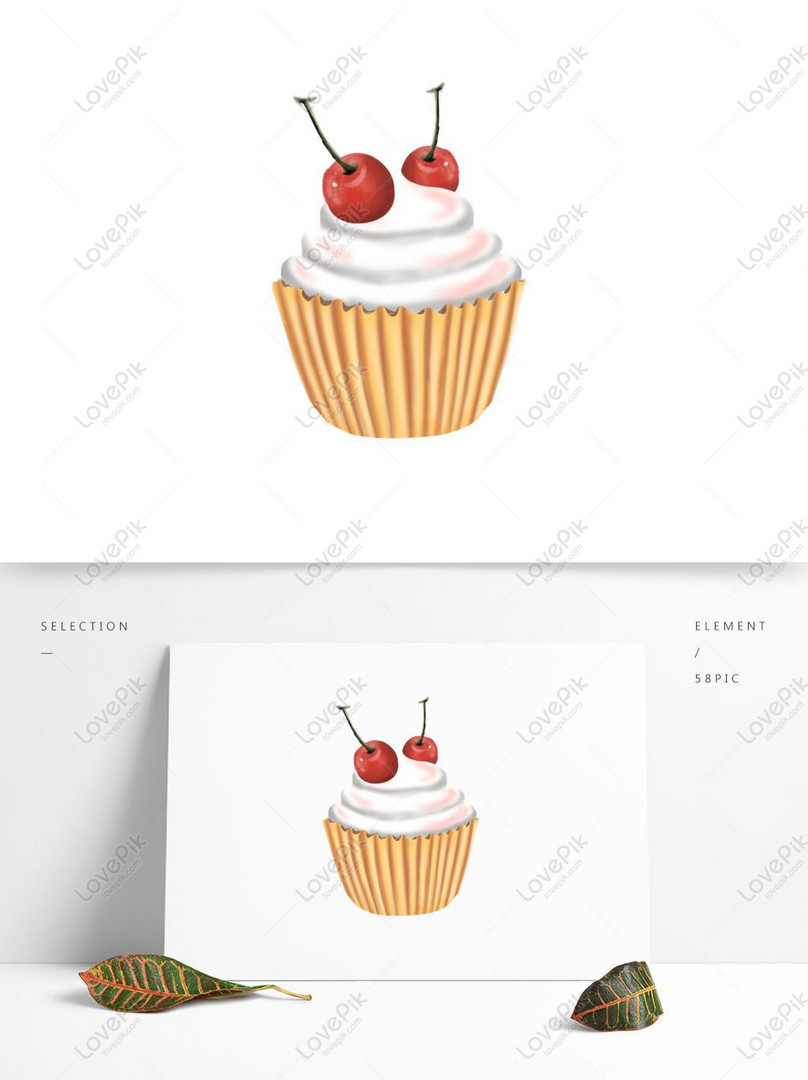 Desain Cupcake Kartun Lucu Ceri Gambar Unduh Gratis Grafik