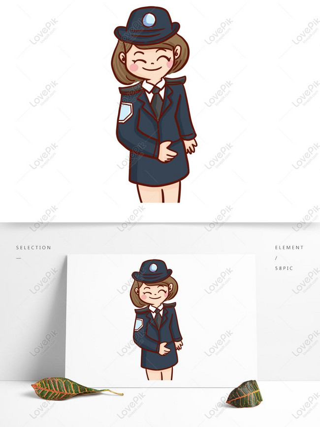 Gambar Desain Karakter Kartun Polisi Wanita Digambar Tangan Terbaik