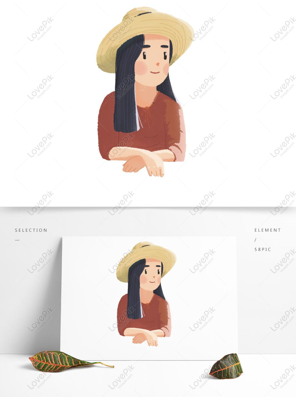 手描きの麦わら帽子をかぶっている小さな新鮮な女の子イメージ グラフィックス Id Prf画像フォーマットpsd Jp Lovepik Com