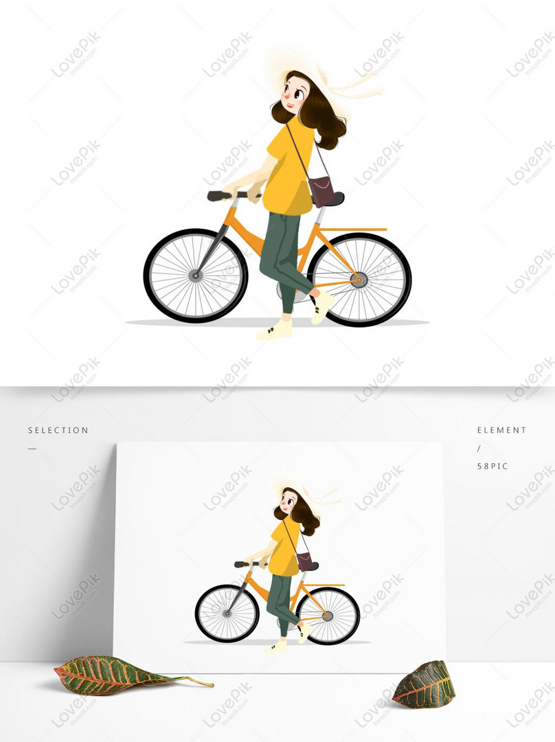 Vectơ miễn phí-Cô Bé Xinh Xắn Và đáng Yêu Cầm Một Chiếc Xe đạp ...