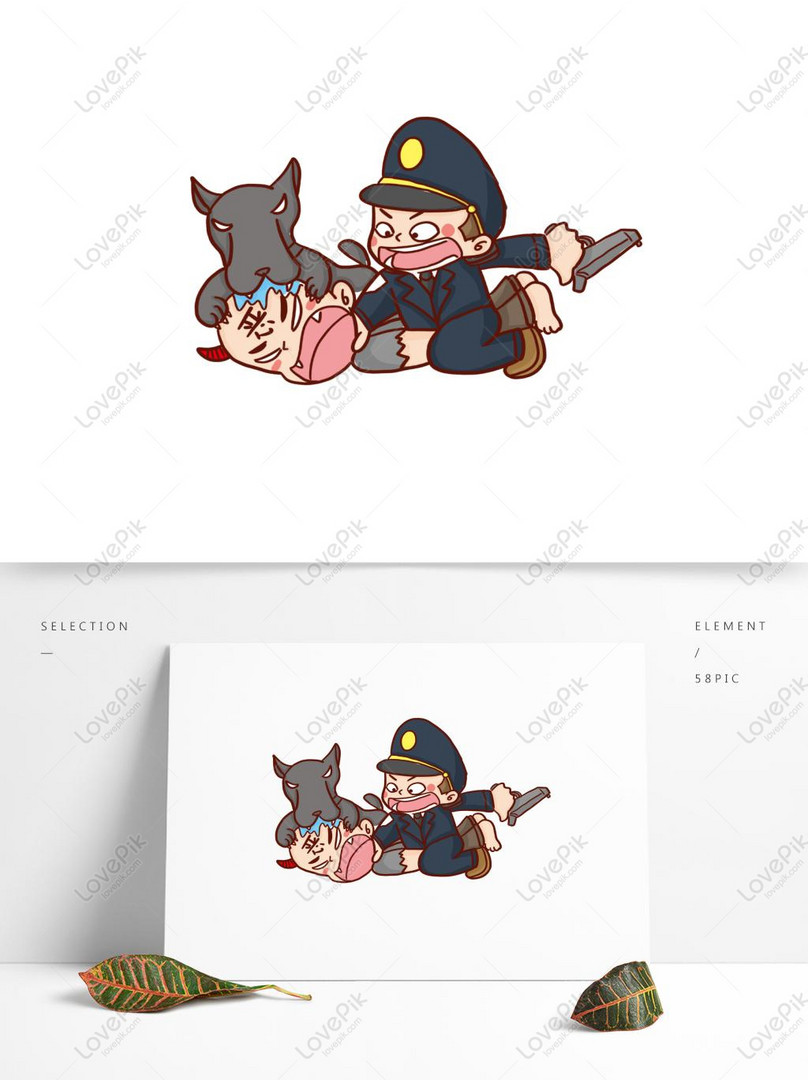 Police Catching Bad Guy Cartoon Hand Drawn Design Psd Images Free