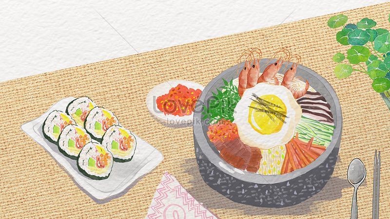 グルメ韓国料理新鮮な手描きのイラストイメージ 図 Id Prf画像フォーマットjpg Jp Lovepik Com
