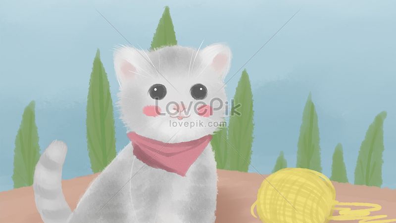 かわいい動物猫発芽水彩画手描きイメージ 図 Id Prf画像フォーマットjpg Jp Lovepik Com