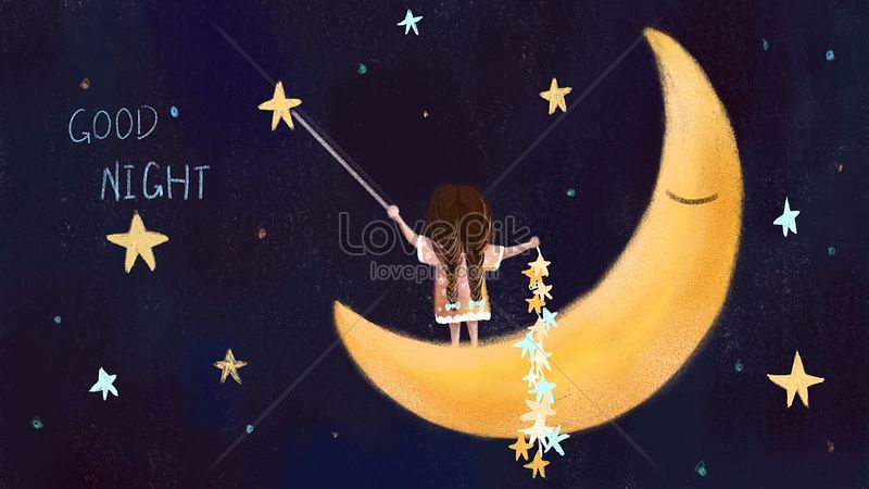 Niña Recogiendo Estrellas Buenas Noches Dibujado A Mano Ilustr | PSD  ilustraciones imagenes descarga gratis - Lovepik