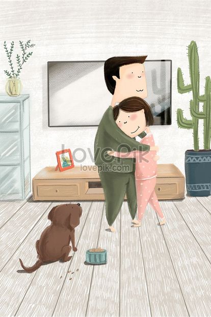 Pareja Feliz Vida En Casa Psd Ilustraciones Imagenes Descarga Gratis Lovepik