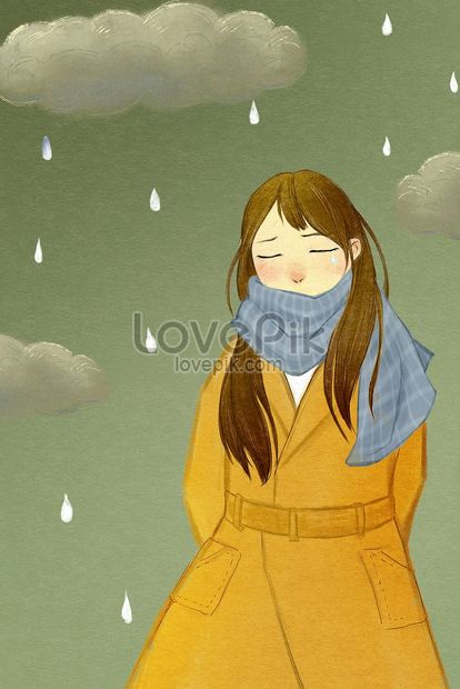 Sad mood, hand drawn girl, illustration illustration image_picture free  download 