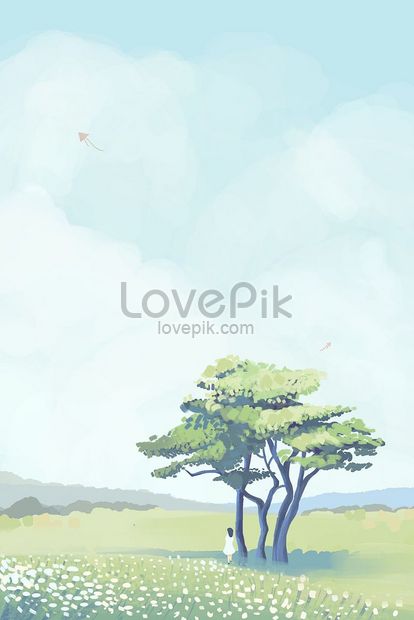 大草原の木と空の新鮮なイラストイメージ 図 Id Prf画像フォーマットjpg Jp Lovepik Com