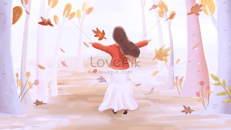 美しい新鮮な秋の収穫収穫葉の冷たい露女の子漫画イラストイメージ 図 Id Prf画像フォーマットjpg Jp Lovepik Com