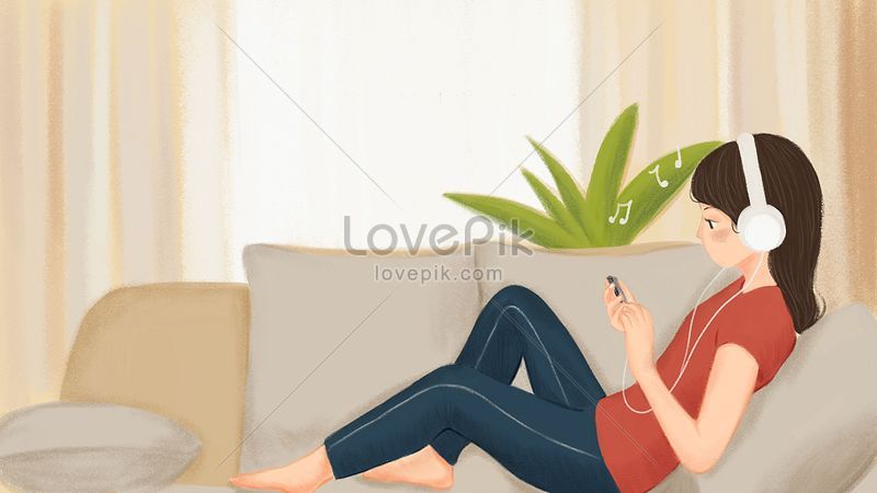 Hand Drawn Style Girl Listening To Music Illustration Image Picture Free Download Lovepik Com