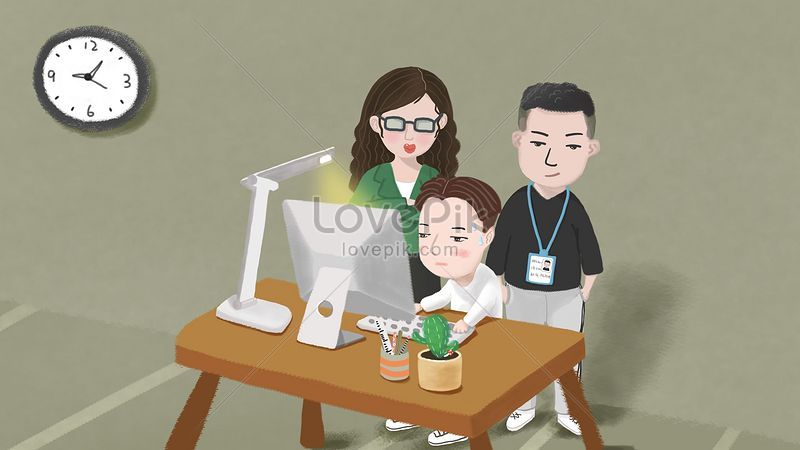 Dibujado A Mano De Dibujos Animados Trabajo Oficina De Negocios | PSD  ilustraciones imagenes descarga gratis - Lovepik