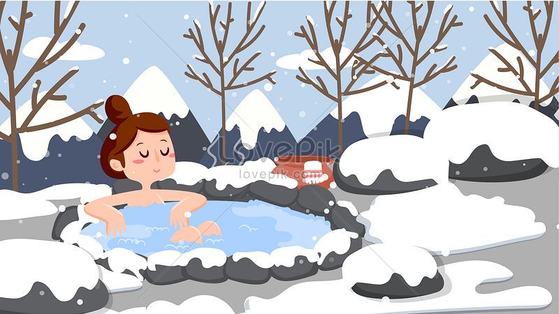 冬の雪の温泉リゾートのイラストイメージ 図 Id Prf画像フォーマットjpg Jp Lovepik Com