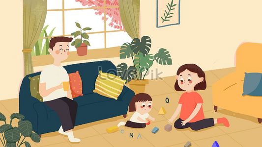Útulný interiér rodinné ilustrace ilustrace