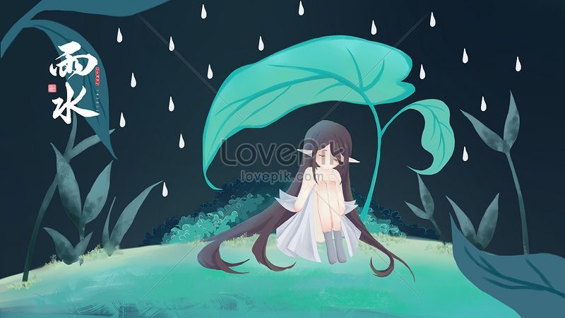 雨 早春 雨 緑の色調 手描きイラストイメージ 図 Id Prf画像フォーマットjpg Jp Lovepik Com