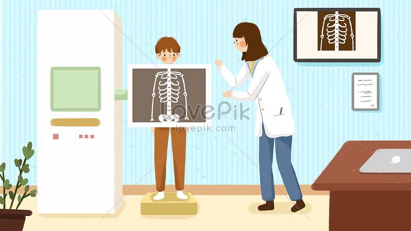 病院青い小さな新鮮なイラストを通して医者子供胸イメージ 図 Id Prf画像フォーマットjpg Jp Lovepik Com
