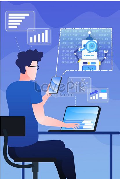 Cartoon robot artificial intelligence data search technology con  illustration image_picture free download 