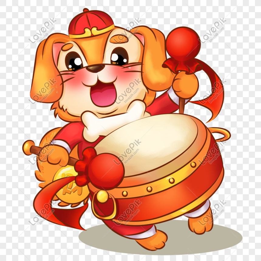 Cartoon Dog Chinese New Year Playing Drums Lucky New Year PNG Transparent  Background And Clipart Image For Free Download - Lovepik | 649765990