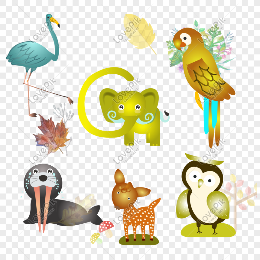 Combinación De Animales De Dibujos Animados PNG Imágenes Gratis - Lovepik